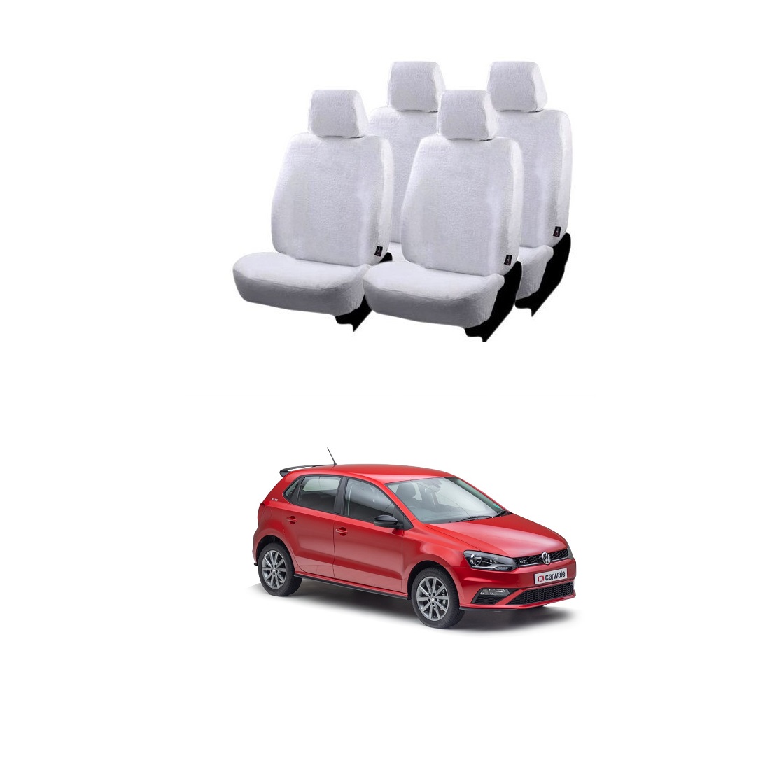 Cotton Towel Car Seat Cover for Volkswagen Polo (White)